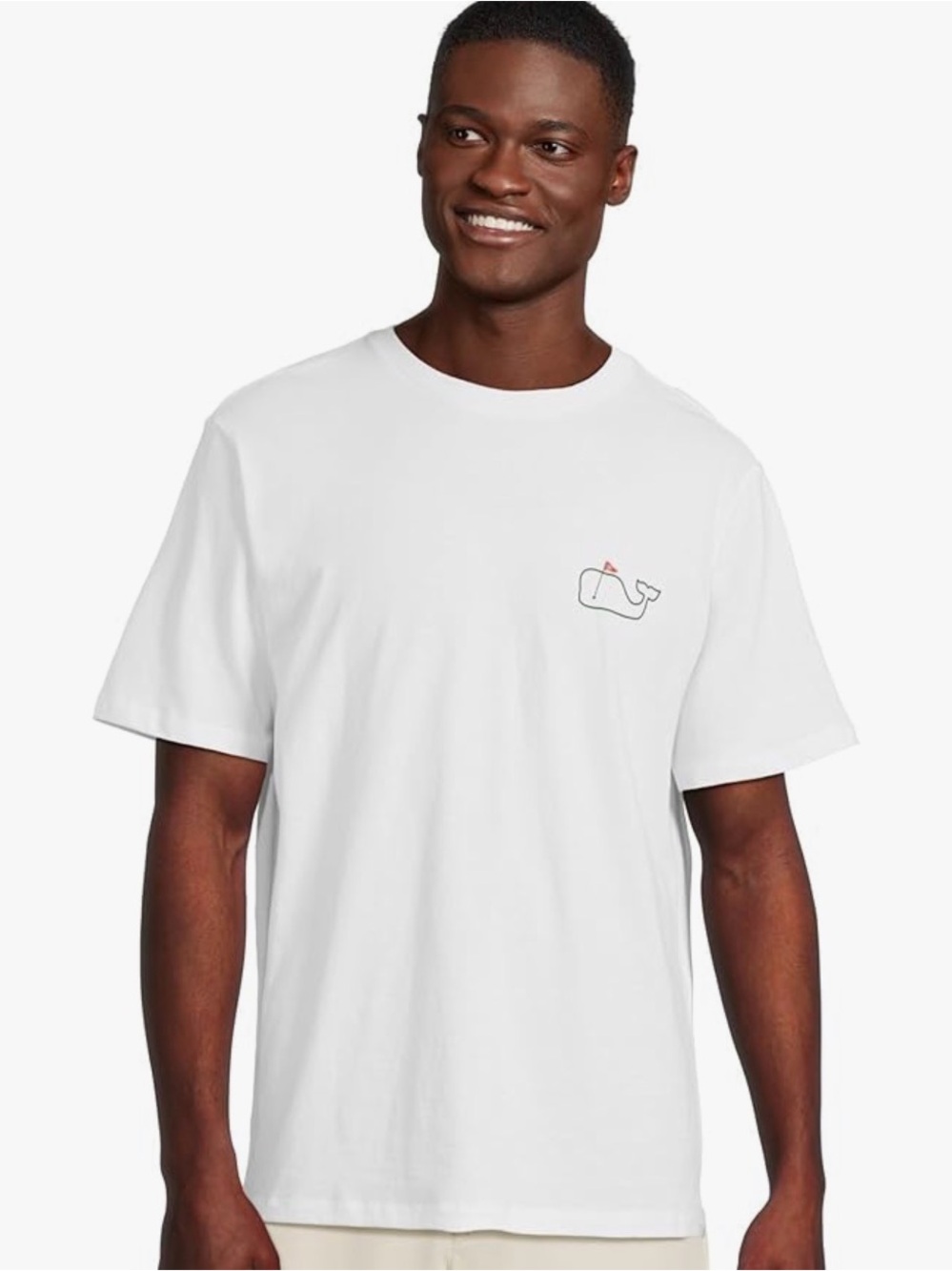 Vineyard Vines White Tee with Green Whale and Red Flag - Picture 2 of 6